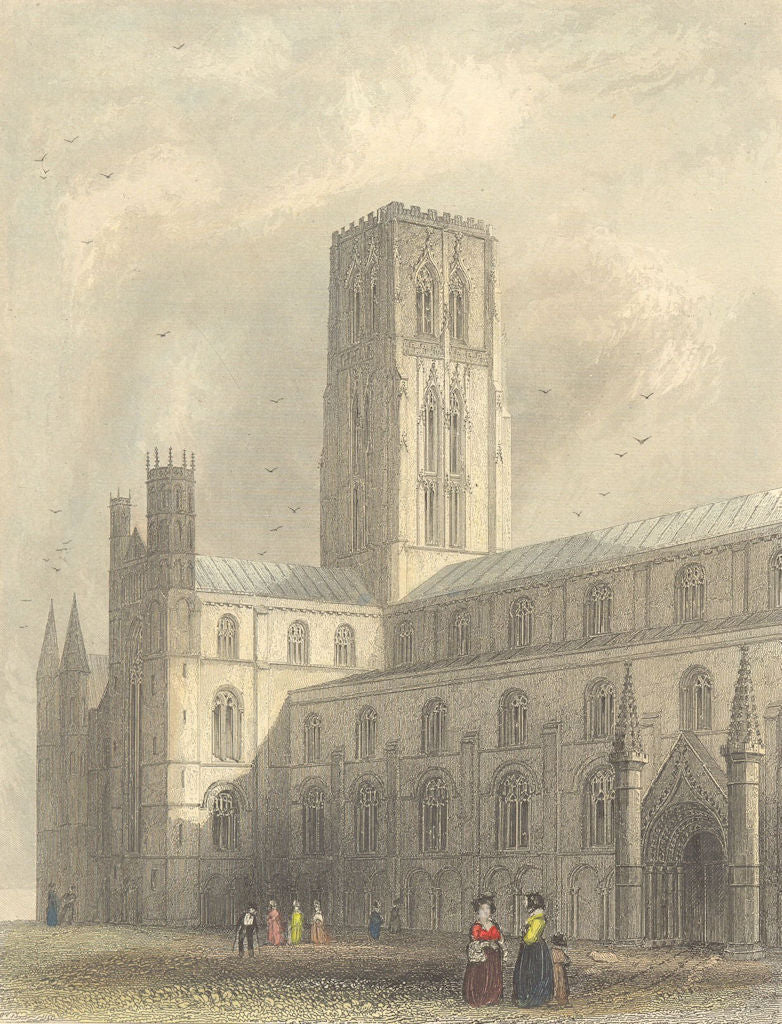 DURHAM. Cathedral, NW view. steel engraved 1850 old antique print picture
